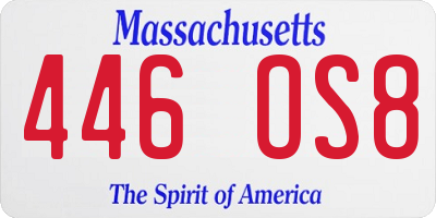 MA license plate 446OS8
