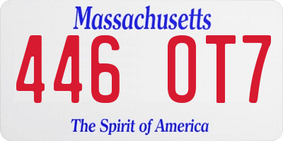 MA license plate 446OT7