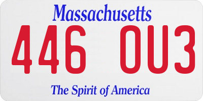 MA license plate 446OU3