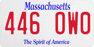 MA license plate 446OW0