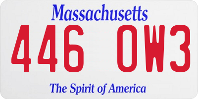 MA license plate 446OW3