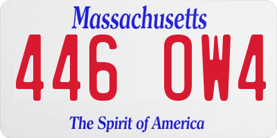 MA license plate 446OW4