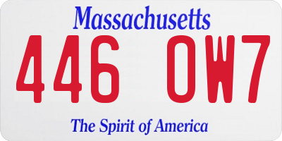 MA license plate 446OW7