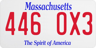 MA license plate 446OX3