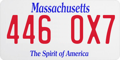 MA license plate 446OX7
