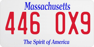 MA license plate 446OX9