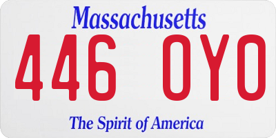 MA license plate 446OY0