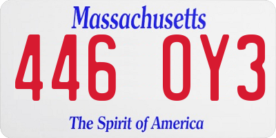 MA license plate 446OY3