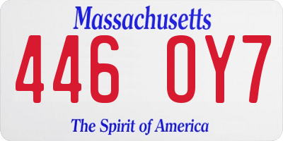 MA license plate 446OY7