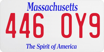 MA license plate 446OY9