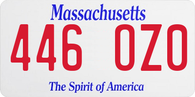 MA license plate 446OZ0