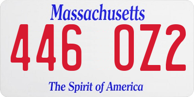 MA license plate 446OZ2