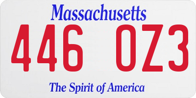 MA license plate 446OZ3
