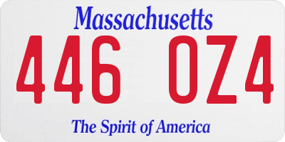 MA license plate 446OZ4