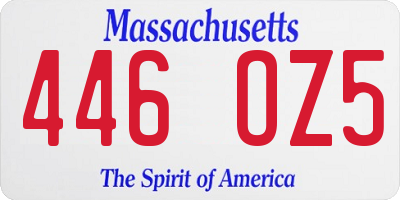 MA license plate 446OZ5