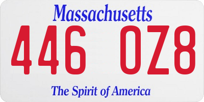 MA license plate 446OZ8