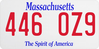 MA license plate 446OZ9