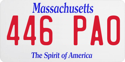 MA license plate 446PA0