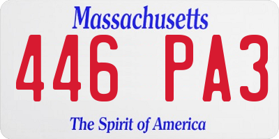 MA license plate 446PA3