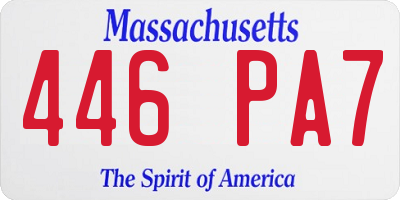 MA license plate 446PA7