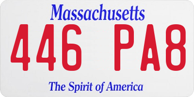 MA license plate 446PA8