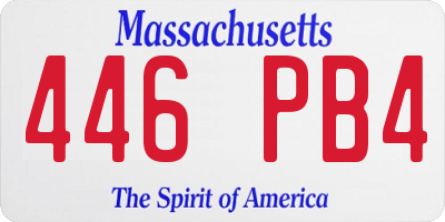 MA license plate 446PB4