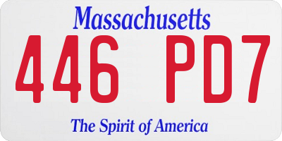 MA license plate 446PD7