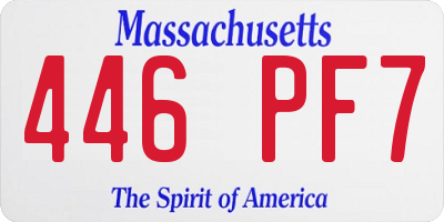 MA license plate 446PF7