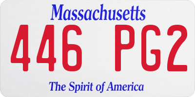 MA license plate 446PG2