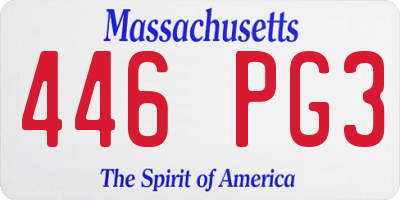 MA license plate 446PG3