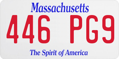 MA license plate 446PG9