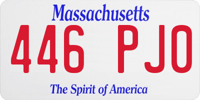 MA license plate 446PJ0