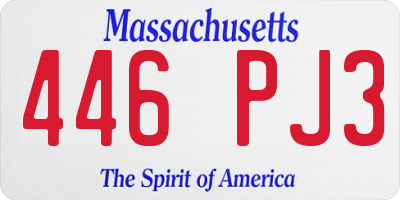 MA license plate 446PJ3