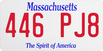 MA license plate 446PJ8