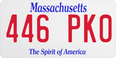 MA license plate 446PK0