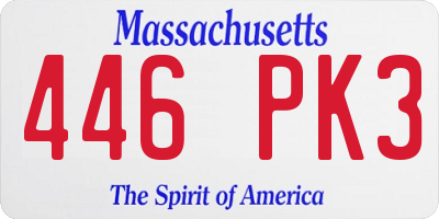 MA license plate 446PK3