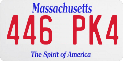 MA license plate 446PK4