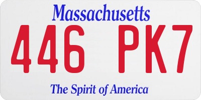 MA license plate 446PK7
