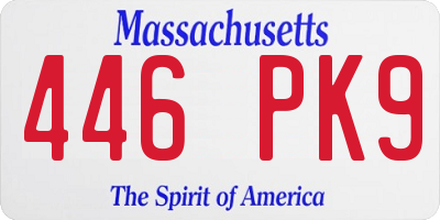 MA license plate 446PK9