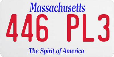 MA license plate 446PL3