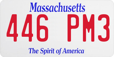MA license plate 446PM3
