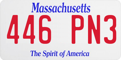 MA license plate 446PN3