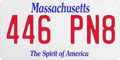 MA license plate 446PN8