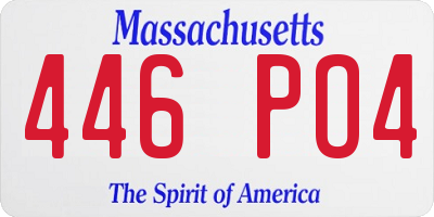 MA license plate 446PO4