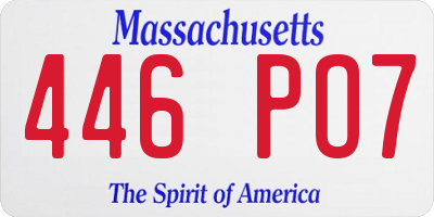 MA license plate 446PO7