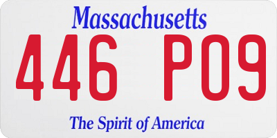 MA license plate 446PO9