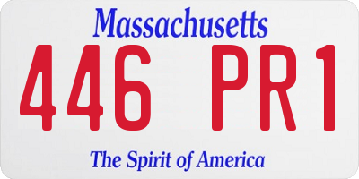 MA license plate 446PR1