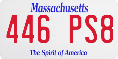 MA license plate 446PS8