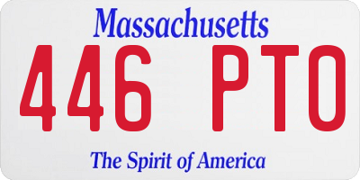 MA license plate 446PT0