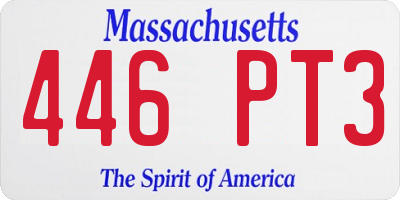 MA license plate 446PT3